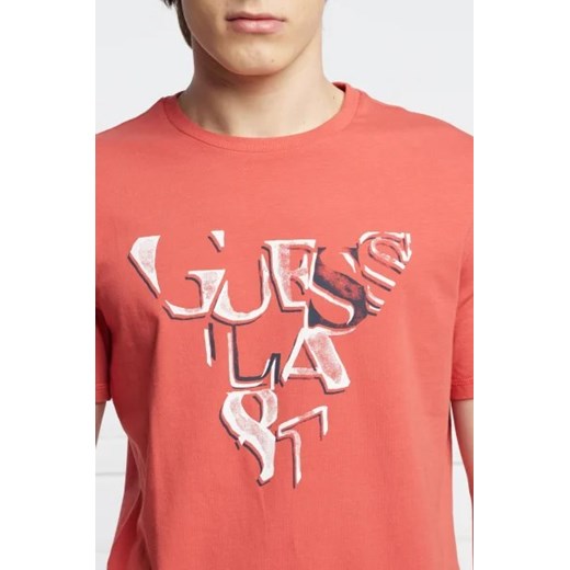 T-shirt męski Guess czerwony z krótkimi rękawami 