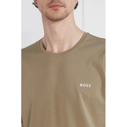T-shirt męski zielony BOSS HUGO z krótkim rękawem z elastanu