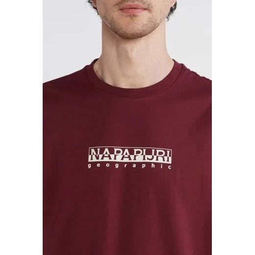 T-shirt męski Napapijri bawełniany z napisem w sportowym stylu z krótkim rękawem 