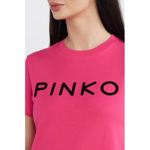 Bluzka damska Pinko w stylu młodzieżowym z okrągłym dekoltem z bawełny 