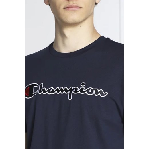 T-shirt męski Champion bawełniany granatowy z krótkim rękawem 