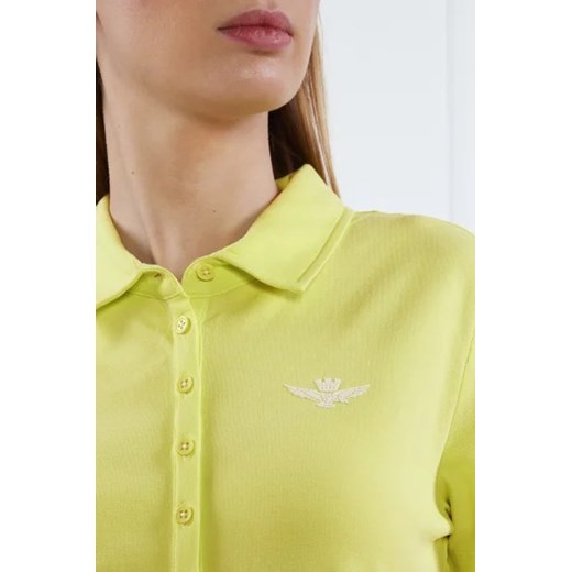 Bluzka damska żółta Aeronautica Militare z kołnierzykiem w militarnym stylu 