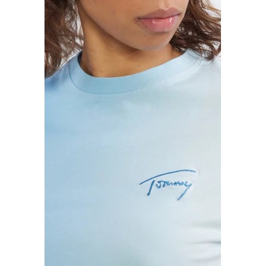 Bluzka damska Tommy Jeans niebieska z okrągłym dekoltem casual