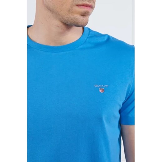 Niebieski t-shirt męski Gant z krótkim rękawem 