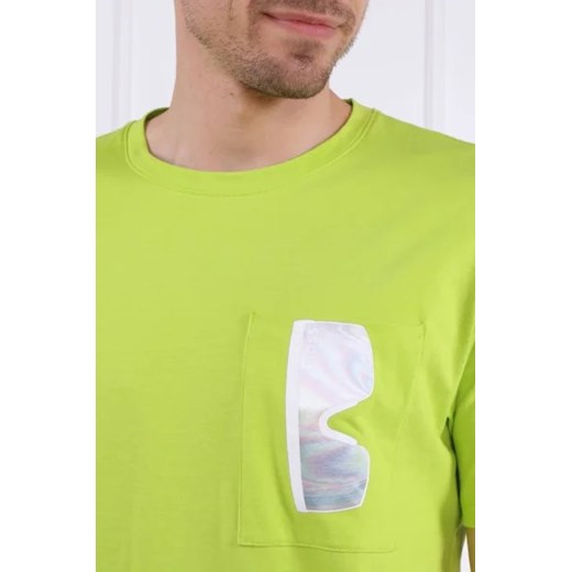 T-shirt męski zielony BOSS HUGO z krótkim rękawem bawełniany