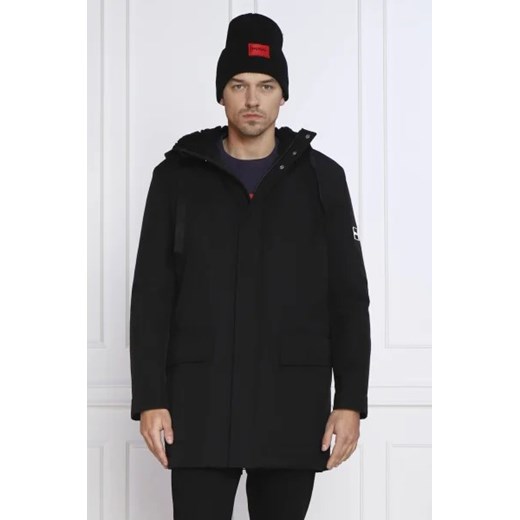 Czarna parka Hugo Boss z bawełny