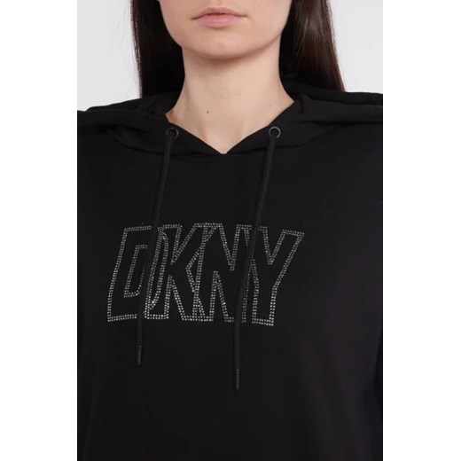 Sukienka DKNY mini z długim rękawem z dekoltem w serek prosta bawełniana