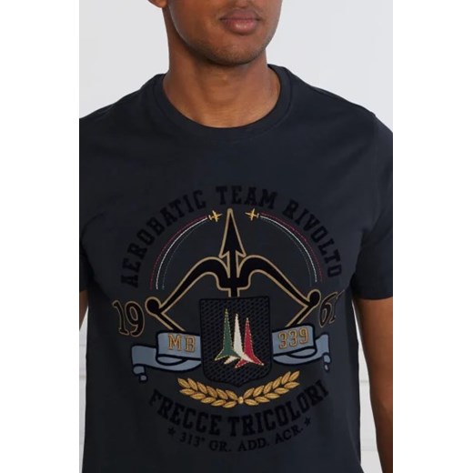 T-shirt męski Aeronautica Militare z krótkim rękawem czarny jesienny bawełniany