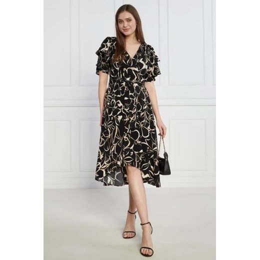 Sukienka DKNY midi wielokolorowa z krótkim rękawem