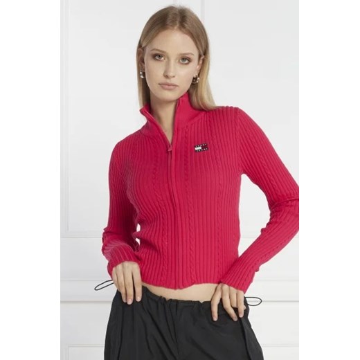 Sweter damski Tommy Jeans różowy jesienny