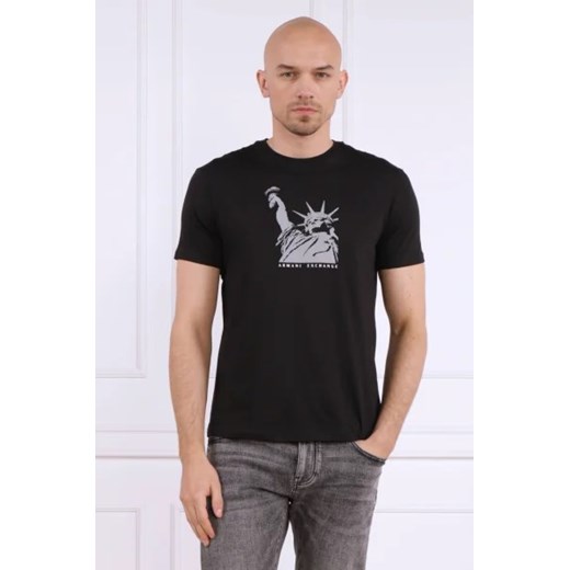 T-shirt męski Armani Exchange czarny z napisami z krótkimi rękawami