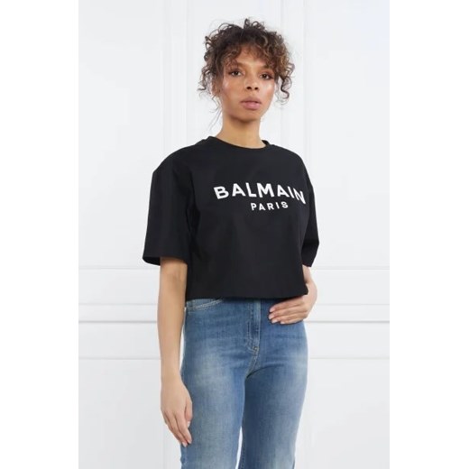 Balmain T-shirt | Cropped Fit S wyprzedaż Gomez Fashion Store