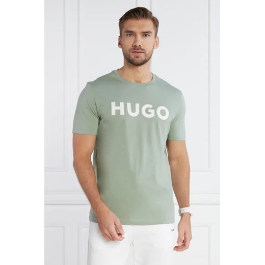 T-shirt męski Hugo Boss zielony z krótkim rękawem 