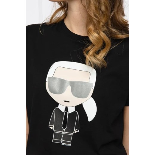 Bluzka damska Karl Lagerfeld z krótkim rękawem z okrągłym dekoltem