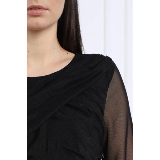 Sukienka DKNY midi na jesień z okrągłym dekoltem z długim rękawem 