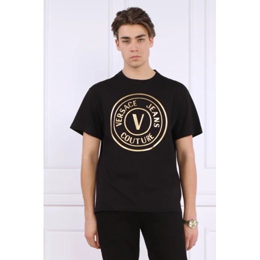 T-shirt męski Versace Jeans czarny z krótkim rękawem z bawełny młodzieżowy