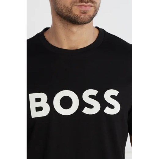 T-shirt męski czarny BOSS HUGO bawełniany z krótkim rękawem