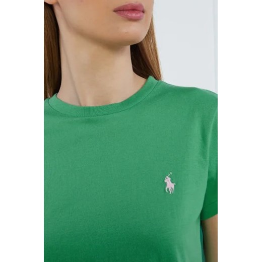 Bluzka damska Polo Ralph Lauren casual zielona z okrągłym dekoltem