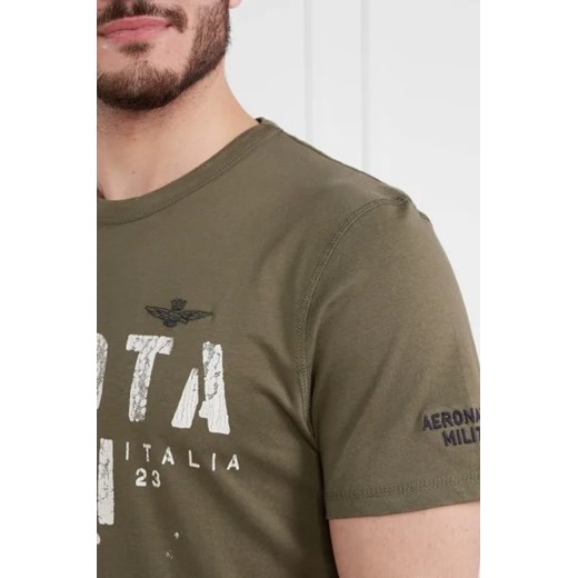 T-shirt męski zielony Aeronautica Militare z krótkimi rękawami