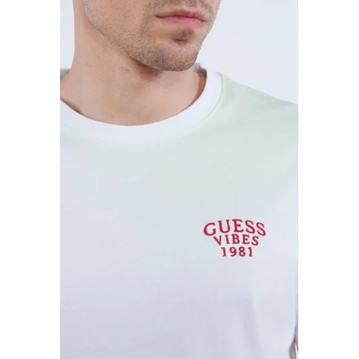 T-shirt męski biały Guess z krótkim rękawem bawełniany 