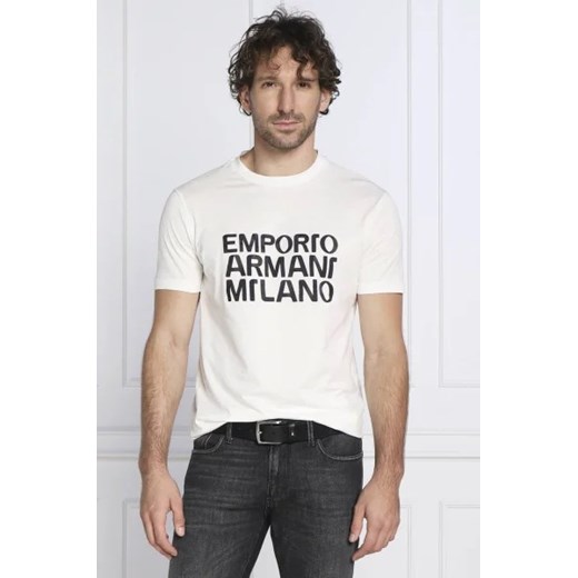 Biały t-shirt męski Emporio Armani bawełniany z krótkim rękawem 