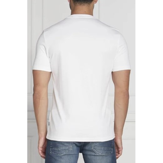 T-shirt męski BOSS HUGO biały z krótkimi rękawami z napisem z bawełny 