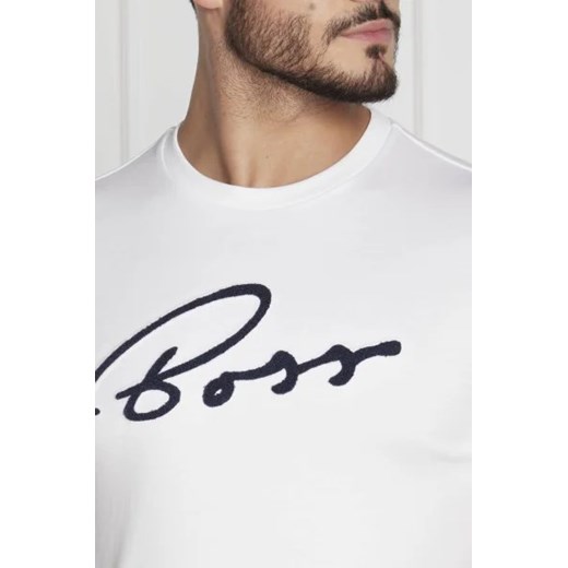 T-shirt męski BOSS HUGO z krótkimi rękawami z bawełny z napisem 