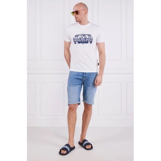 T-shirt męski Napapijri biały z bawełny
