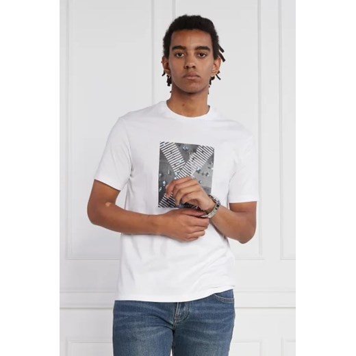T-shirt męski biały Armani Exchange w nadruki z krótkim rękawem