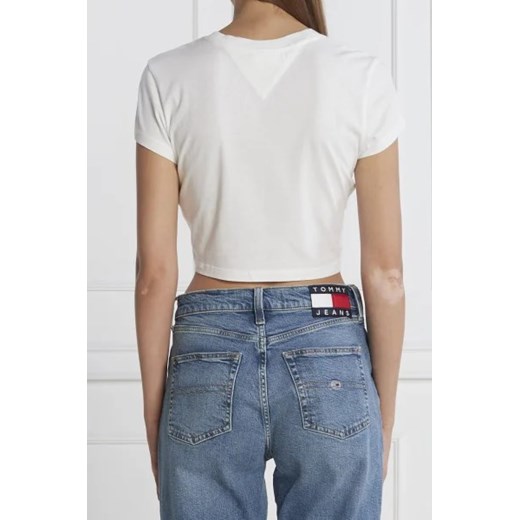 Bluzka damska Tommy Jeans biała z okrągłym dekoltem