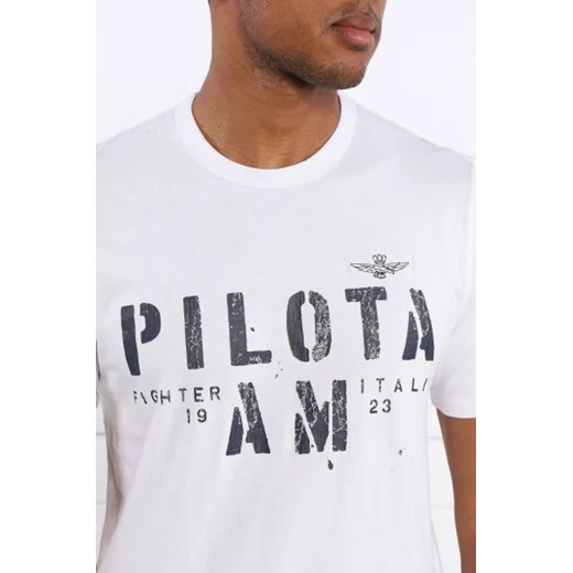 T-shirt męski Aeronautica Militare z krótkim rękawem biały 