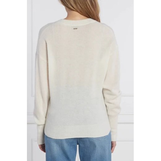 Sweter damski BOSS HUGO casual z dekoltem w literę v