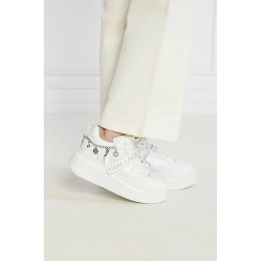 Buty sportowe damskie Karl Lagerfeld sneakersy białe z tworzywa sztucznego na platformie wiązane 