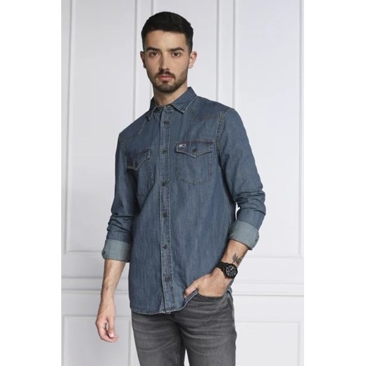 Koszula męska Tommy Jeans z klasycznym kołnierzykiem z długim rękawem bawełniana