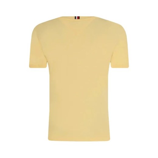 T-shirt chłopięce żółty Tommy Hilfiger z napisami z krótkim rękawem 
