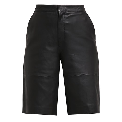 Selected Femme SFTANJA  Spodnie skórzane black zalando czarny abstrakcyjne wzory