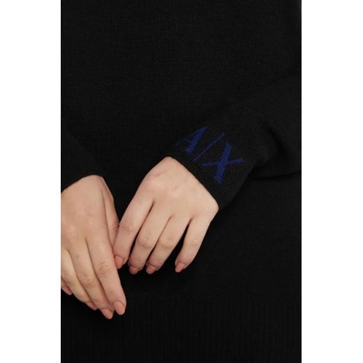 Sukienka Armani Exchange wełniana casualowa dopasowana z długim rękawem mini