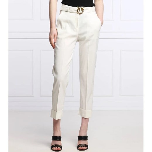 Pinko Lniane spodnie z paskiem PLAZA | Regular Fit Pinko 40 promocyjna cena Gomez Fashion Store