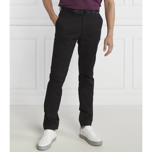 Calvin Klein Spodnie chino + pasek MODERN TWILL | Slim Fit ze sklepu Gomez Fashion Store w kategorii Spodnie męskie - zdjęcie 164325680