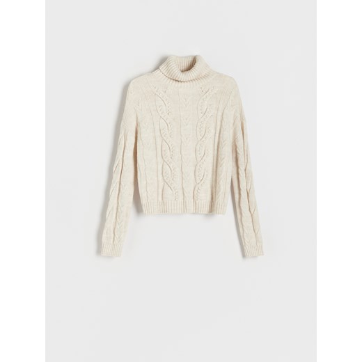 Reserved - Sweter z golfem - kremowy Reserved L Reserved
