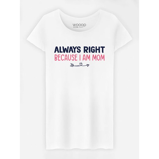 WOOOP Koszulka &quot;Always Right Mom&quot; w kolorze białym ze sklepu Limango Polska w kategorii Bluzki damskie - zdjęcie 164350153