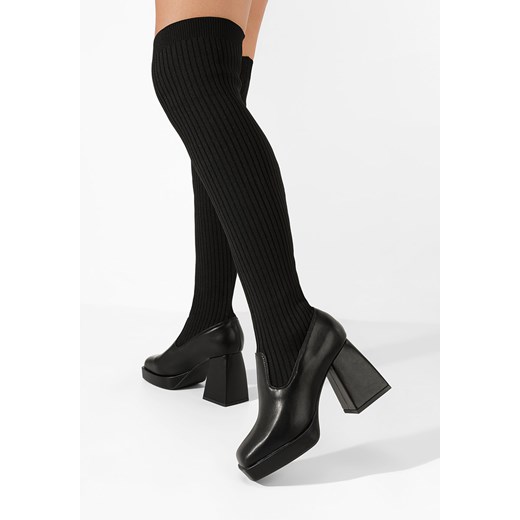 Czarne kozaki za kolano na słupku Amarilla ze sklepu Zapatos w kategorii Kozaki damskie - zdjęcie 164357130