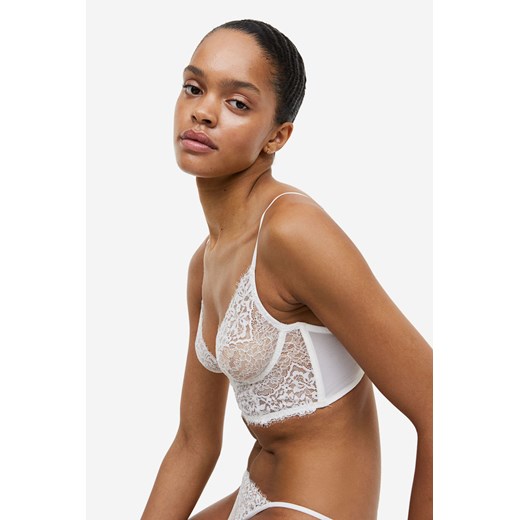 H & M - Nieusztywniany półgorset koronkowy - Biały H & M 85B H&M