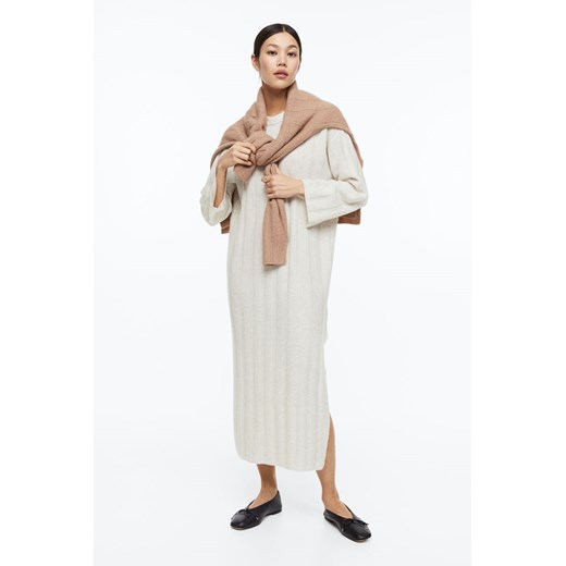 H & M - Sukienka oversize z prążkowanej dzianiny - Szary H & M XL H&M