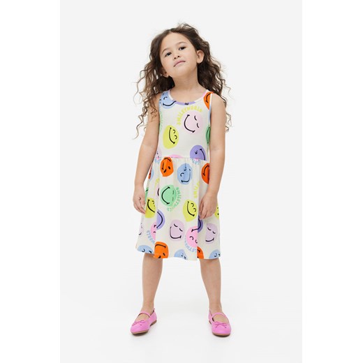 H & M - Bawełniana sukienka z nadrukami - Biały H & M 110;116 (4-6Y) H&M