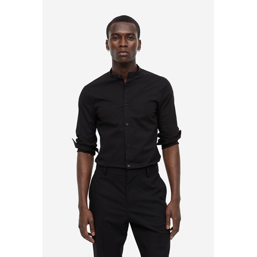 H & M - Koszula ze stójką Muscle Fit - Czarny H & M XS H&M