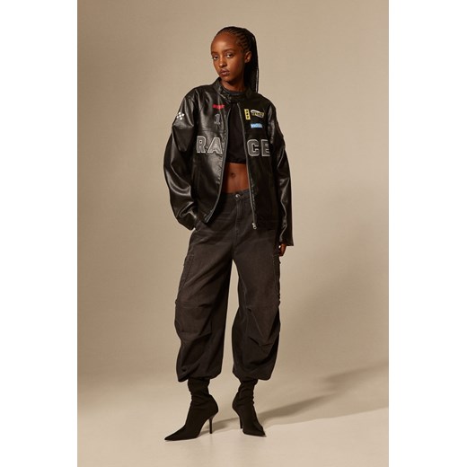 H & M - Kurtka wyścigowa z ozdobnymi motywami - Czarny H & M XS H&M