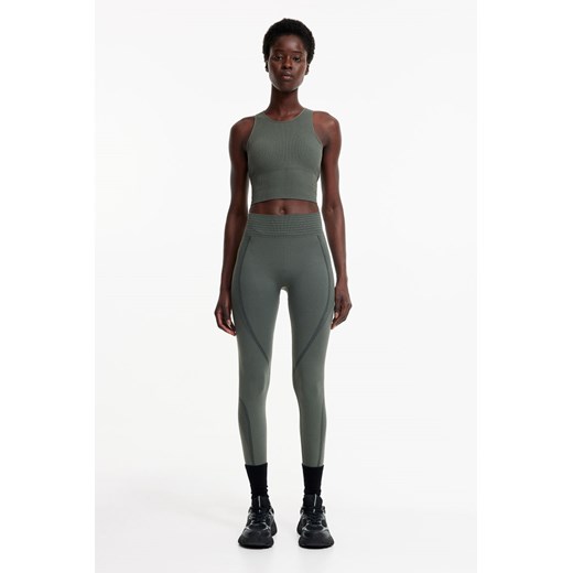 H & M - Bezszwowe modelujące legginsy sportowe DryMove - Zielony H & M uniwersalny H&M