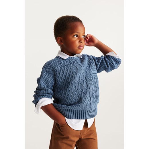 H & M - Sweter w warkoczowy splot - Niebieski H & M 92 (1½-2Y) H&M