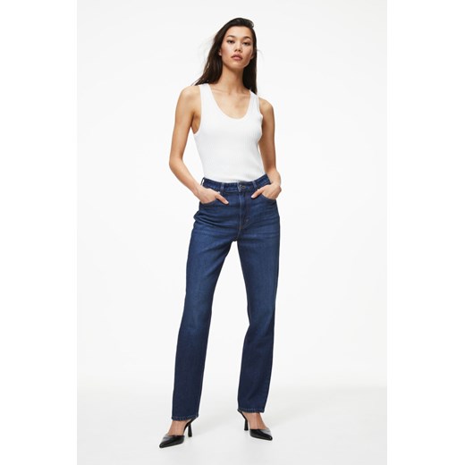 H & M - Slim Straight Ultra High Jeans - Niebieski H & M 36 H&M